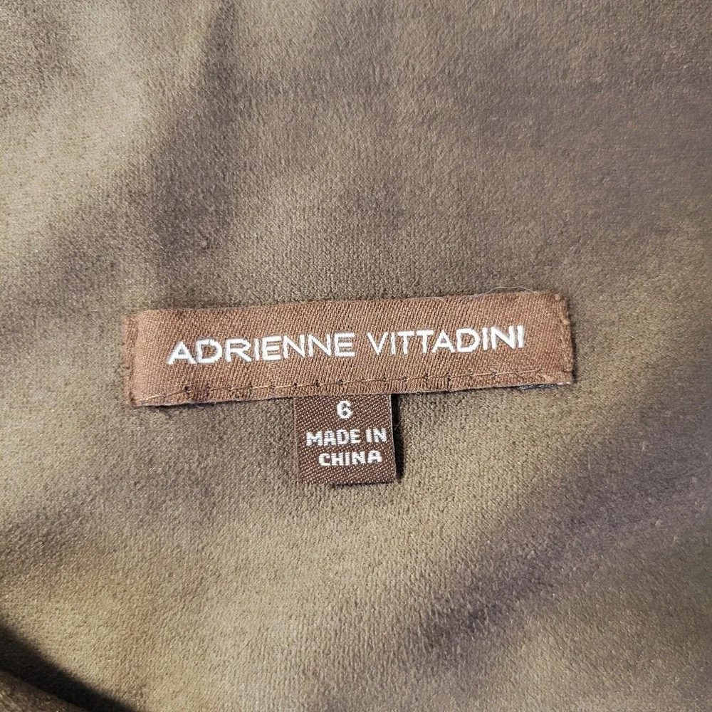 Adrienne Vittadini Brown Faux Suede A-Line‎ Knee Length Skirt Size 6 Lined